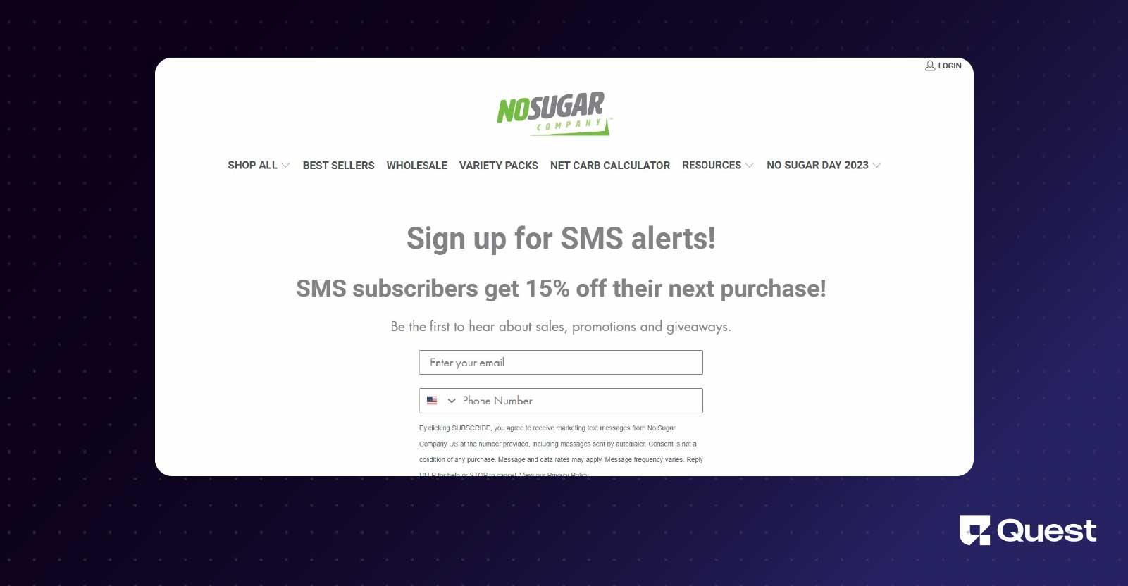 Website Forms to attract users to the SMS marketing list