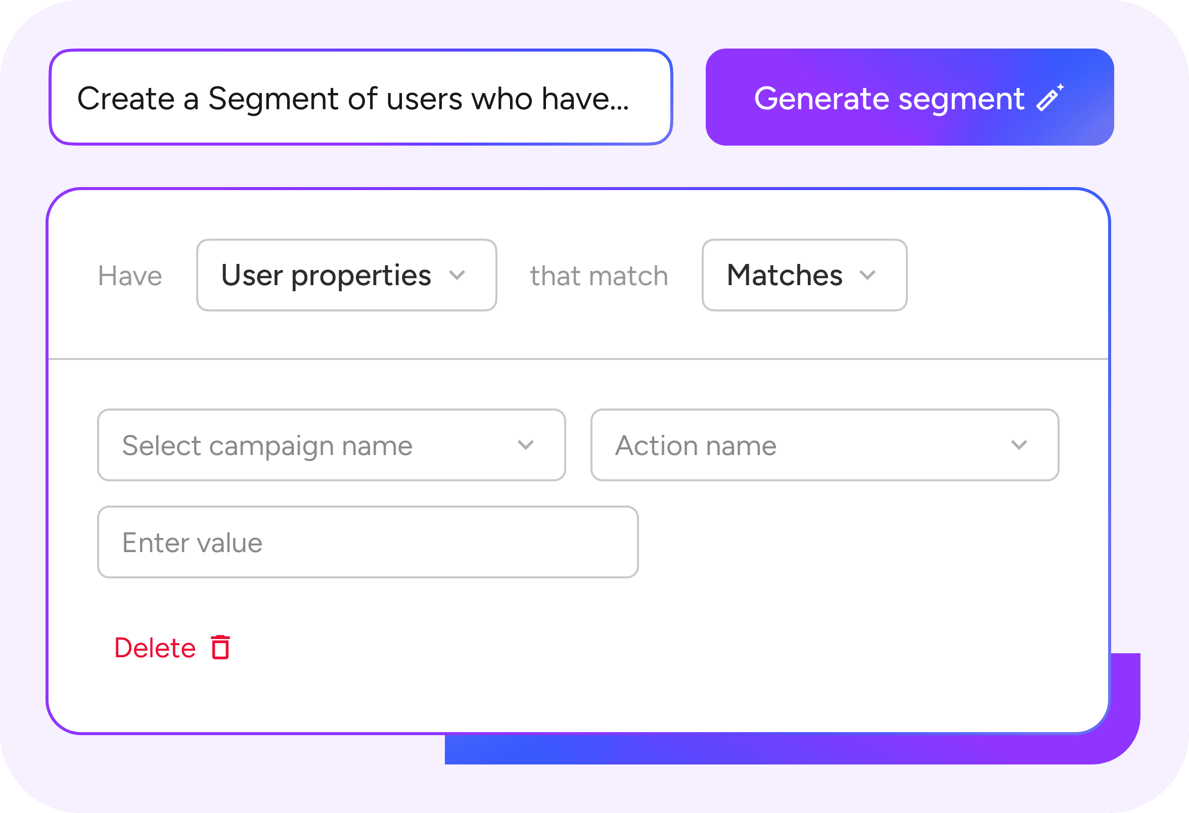 AI generated mini-segments to target in active user